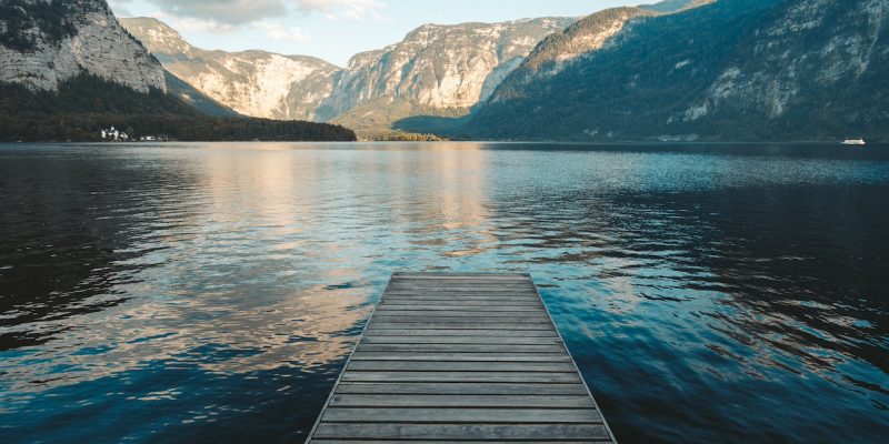 Pier at a lake in Hallstatt, Austria